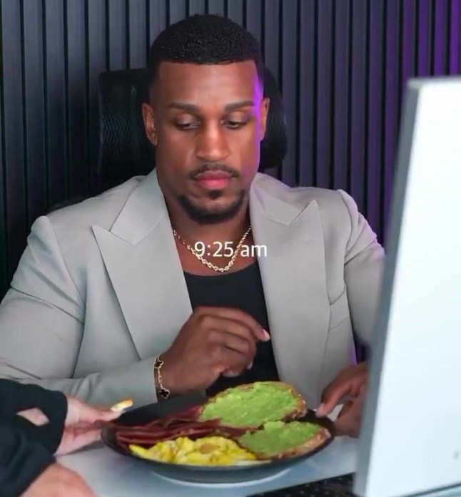 Influencer Ashton Hall eating breakfast