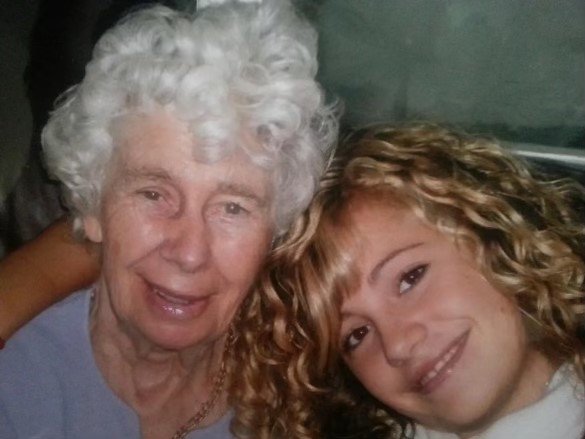 Young Pixie Lott leans on her Nanny Martin