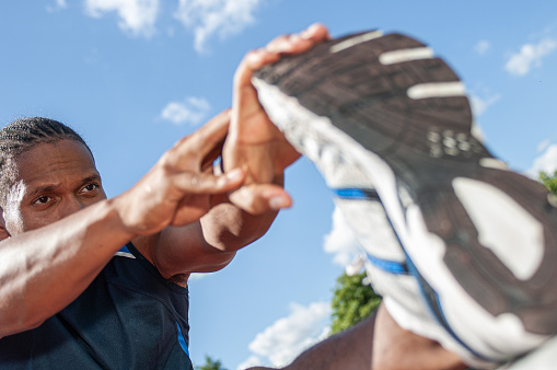 Sportsman stretching