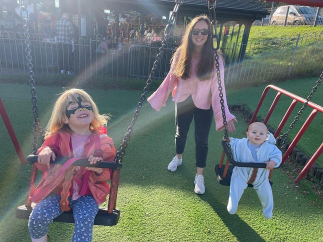 Alex Meyer with her children at the park